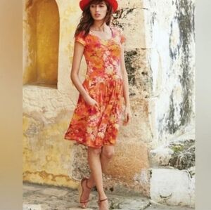 PERUVIAN CONNECTION Mai Tai Dress Orange Pink Boho M